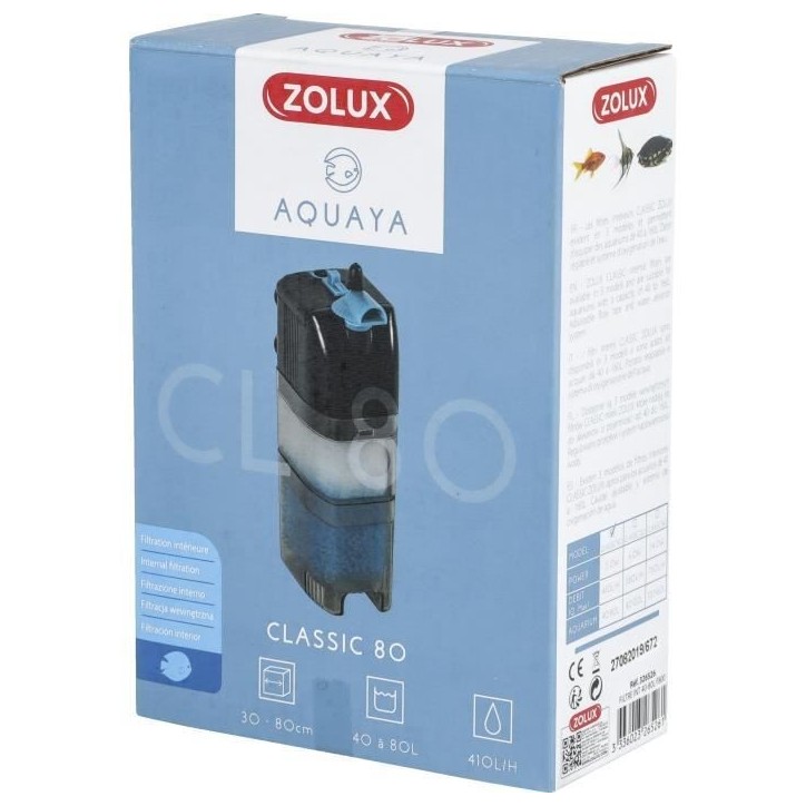 Filtre intérieur - ZOLUX - Classic 80 - 5 W - Aquarium 40 a 80 L - Débit réglable Filtre intérieur - ZOLUX - Classic 80 - 5 W - Aquarium 40 a 80 L - Débit réglable