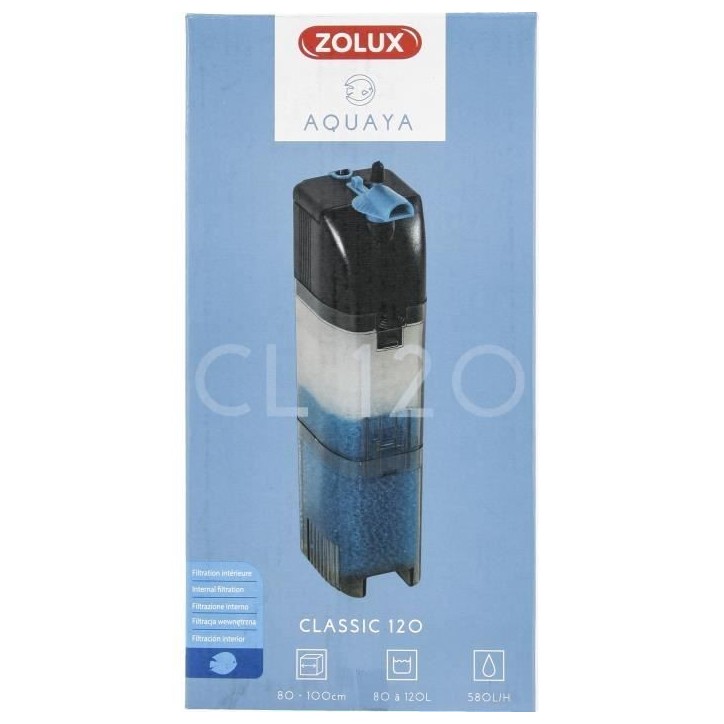 Filtre intérieur - Zolux - Classic - Pour aquarium de 80 a 120 L - Débit de 580 L/h - 6W Filtre intérieur - Zolux - Classic - Pour aquarium de 80 a 120 L - Débit de 580 L/h - 6W