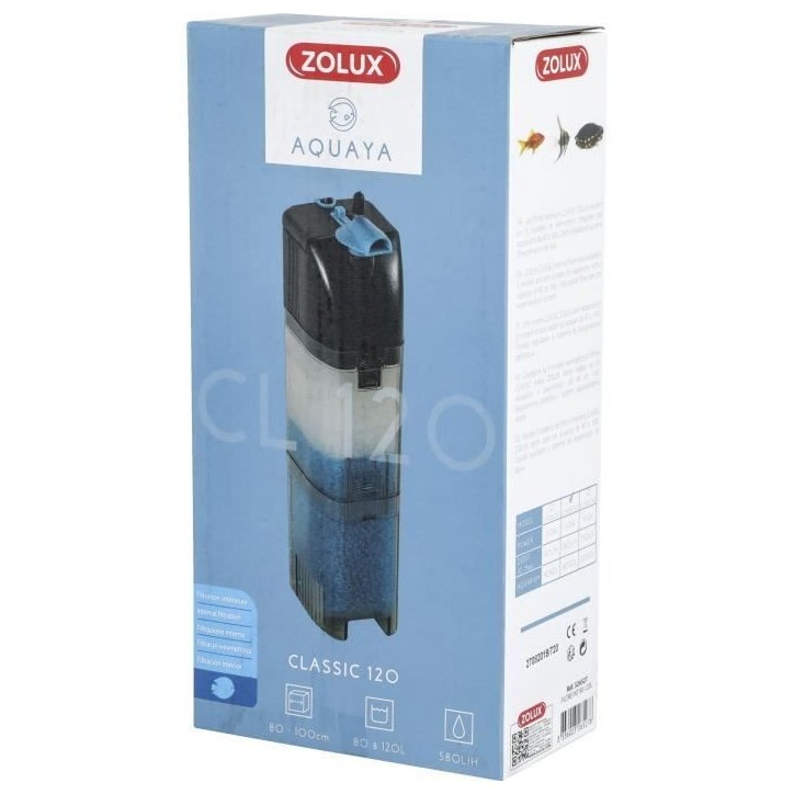 Filtre intérieur - Zolux - Classic - Pour aquarium de 80 a 120 L - Débit de 580 L/h - 6W Filtre intérieur - Zolux - Classic - Pour aquarium de 80 a 120 L - Débit de 580 L/h - 6W