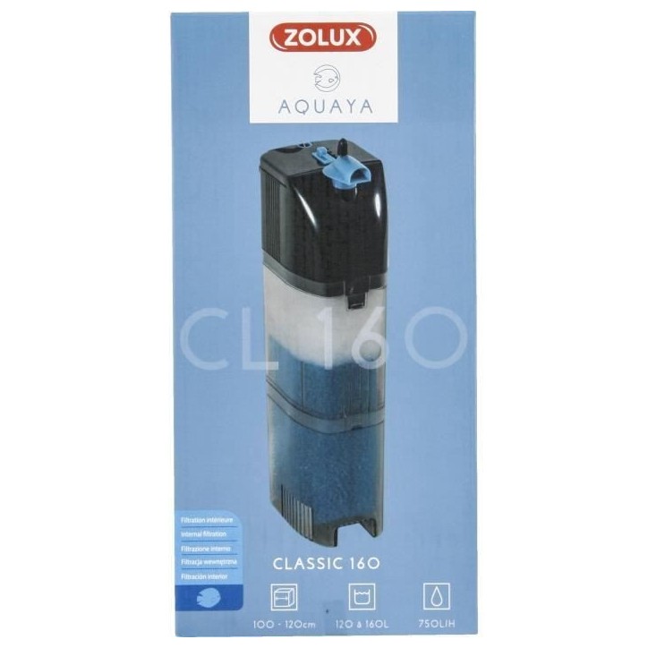 Filtre intérieur - Zolux - Classic - Pour aquarium de 120 a 160 L - Débit de 750 L/h - 14W Filtre intérieur - Zolux - Classic - Pour aquarium de 120 a 160 L - Débit de 750 L/h - 14W