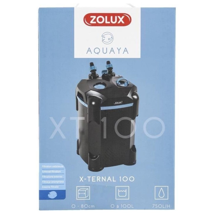 Filtre extérieur - Zolux - X-Ternal 100 - Puissance 9.3 W - Débit max 750 L/h - Pour aquariums jusqu'a 100 L Filtre extérieur - Zolux - X-Ternal 100 - Puissance 9.3 W - Débit max 750 L/h - Pour aquariums jusqu'a 100 L