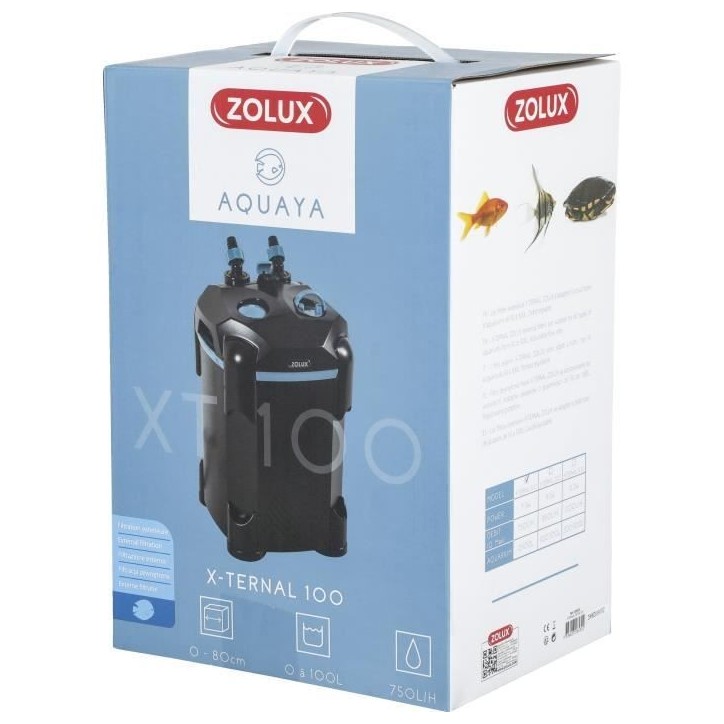 Filtre extérieur - Zolux - X-Ternal 100 - Puissance 9.3 W - Débit max 750 L/h - Pour aquariums jusqu'a 100 L Filtre extérieur - Zolux - X-Ternal 100 - Puissance 9.3 W - Débit max 750 L/h - Pour aquariums jusqu'a 100 L