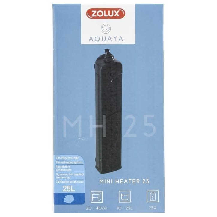 Chauffage pré-réglé - Zolux - 23 W - Pour aquarium 10-25 L - Indicateur de chauffe - Résistant aux chocs