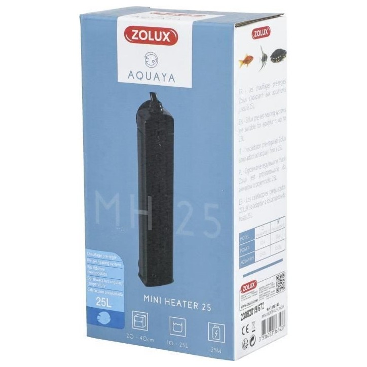 Chauffage pré-réglé - Zolux - 23 W - Pour aquarium 10-25 L - Indicateur de chauffe - Résistant aux chocs