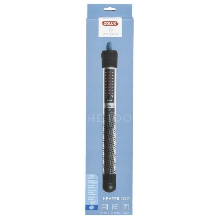 Chauffage d'aquarium - Zolux - Heater 100 - 100 W - Longueur 27 cm - Noir