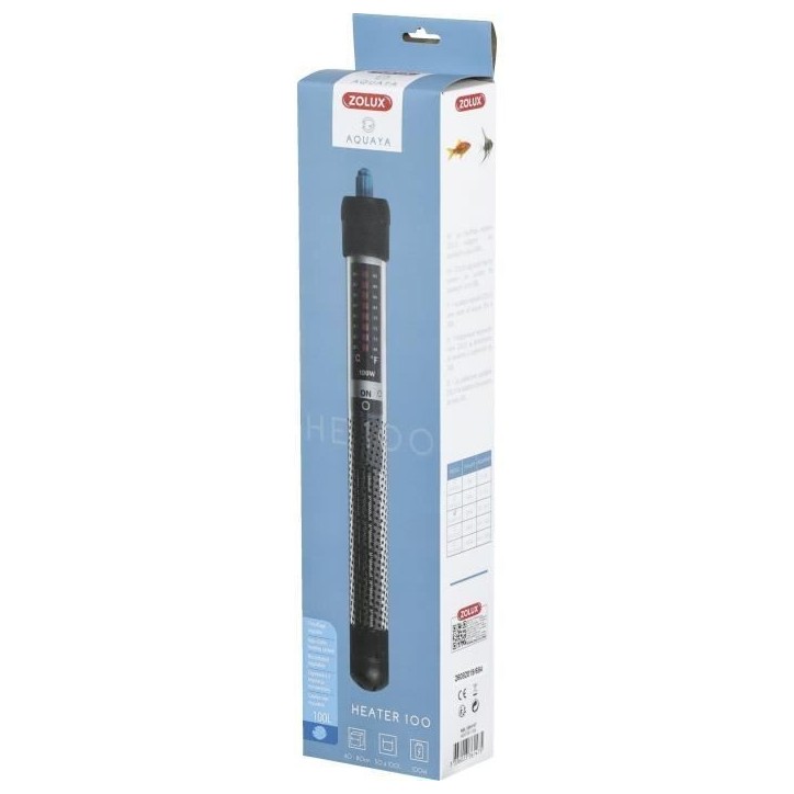Chauffage d'aquarium - Zolux - Heater 100 - 100 W - Longueur 27 cm - Noir