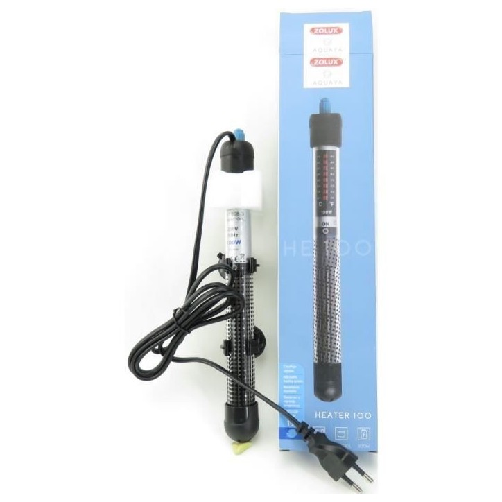 Chauffage d'aquarium - Zolux - Heater 100 - 100 W - Longueur 27 cm - Noir