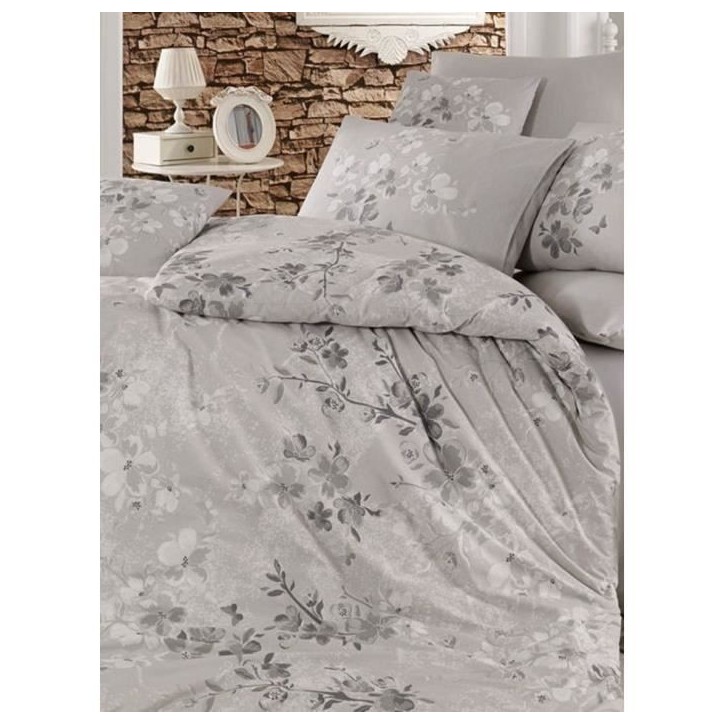 Parure de lit - 1 housse de couette 220 x 240 cm + 2 taies d'oreiller 60 x 60 cm - 100% coton renforcé - Gris Parure de lit - 1 housse de couette 220 x 240 cm + 2 taies d'oreiller 60 x 60 cm - 100% coton renforcé - Gris