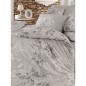 Parure de lit - 1 housse de couette 220 x 240 cm + 2 taies d'oreiller 60 x 60 cm - 100% coton renforcé - Gris