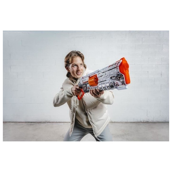 Blaster Verrouillable - ZURU - XSHOT Skins Lock Gun - Blaster avec combinaison de verrouillage et canon rotatif a 8 fléchettes