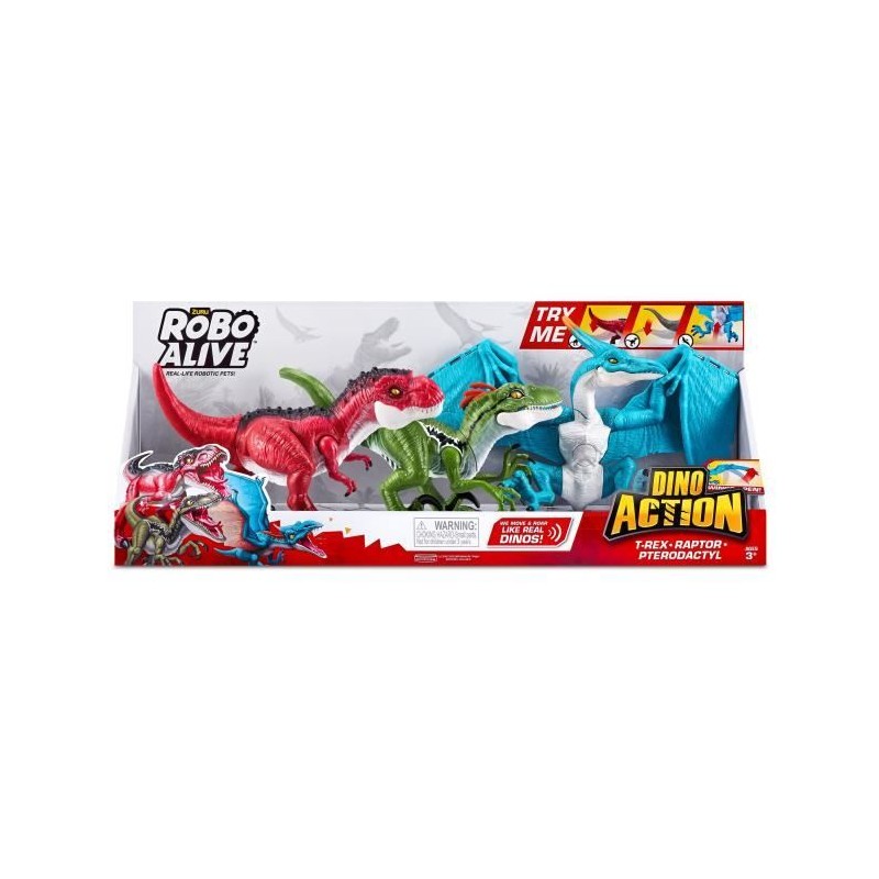 Pack de Dinos - ZURU - Dino Action Mega Dinos 3 Pack - T-Rex, Vélocir Pack de Dinos - ZURU - Dino Action Mega Dinos 3 Pack - T-Rex, Vélocir