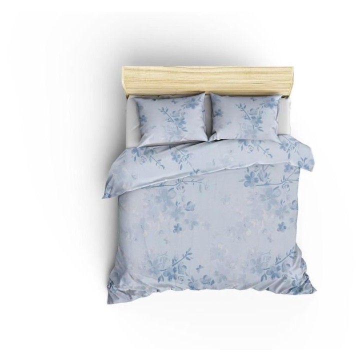 Parure de lit - 1 housse de couette 220 x 240 cm + 2 taies d'oreiller 60 x 60 cm - 100% coton renforcé - Bleu Parure de lit - 1 housse de couette 220 x 240 cm + 2 taies d'oreiller 60 x 60 cm - 100% coton renforcé - Bleu