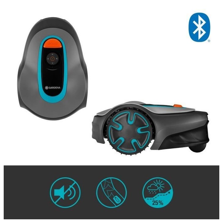 GARDENA Tondeuse robot SILENO minimo 250 – Connexion Bluetooth – Surface tonte max 250m² – Triple lames pivotantes (15201