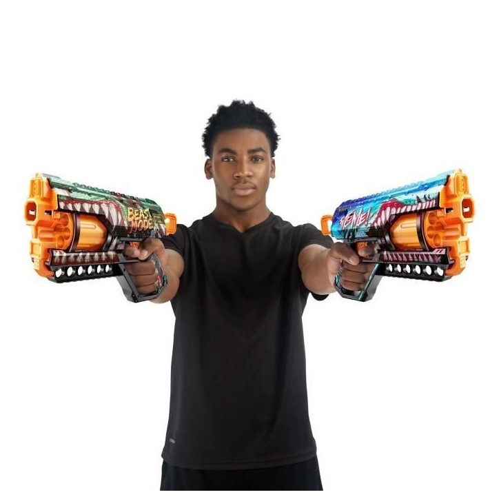 Pack Blasters - ZURU - XSHOT Skins Griefer 2PK - Blasters a canon rotatif avec tir a 27 metres et 24 fléchettes incluses