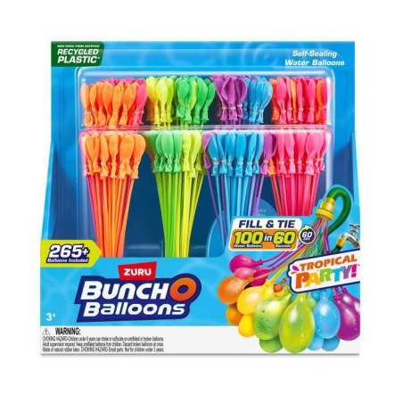 Ballons a eau - ZURU BUNCHO BALLOONS - Tropical Party - 265 ballons - Fermeture automatique - Pret en 60 sec
