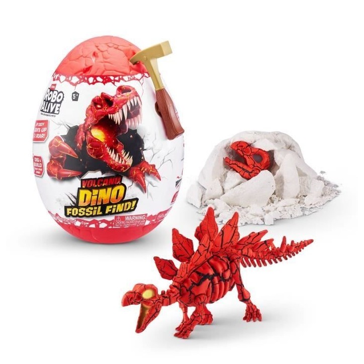 Jeu de fouille - ZURU - ROBO ALIVE Volcano Fossil Find S2 - Fossiles de dinosaures - Sons et lumieres - Roche et sable