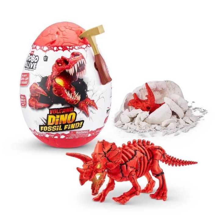 Jeu de fouille - ZURU - ROBO ALIVE Volcano Fossil Find S2 - Fossiles de dinosaures - Sons et lumieres - Roche et sable