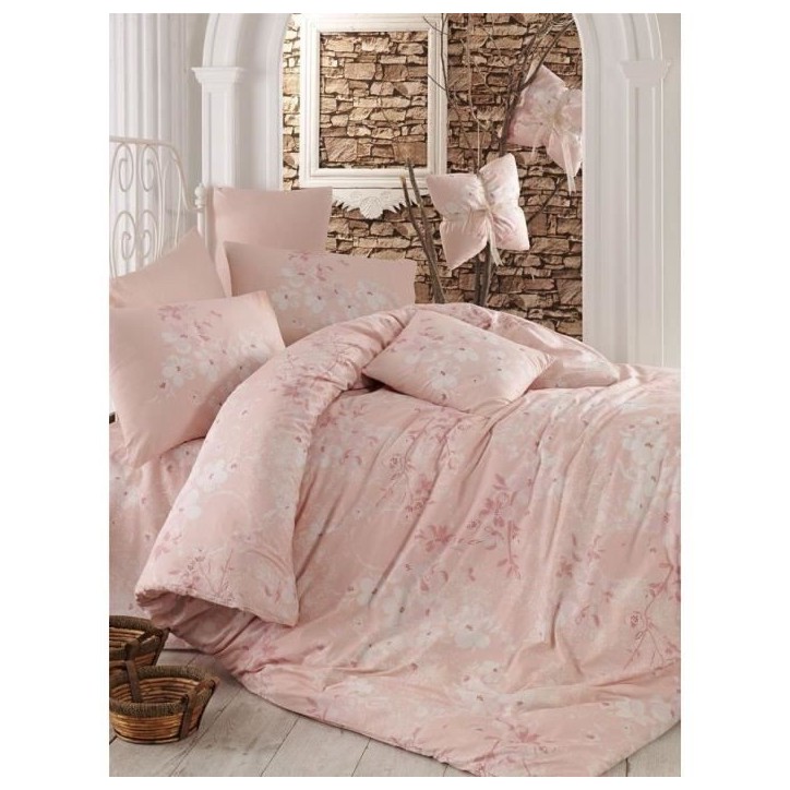 Parure de lit - 1 housse de couette 220 x 240 cm + 2 taies d'oreiller 60 x 60 cm - 100% coton renforcé - Rose Parure de lit - 1 housse de couette 220 x 240 cm + 2 taies d'oreiller 60 x 60 cm - 100% coton renforcé - Rose