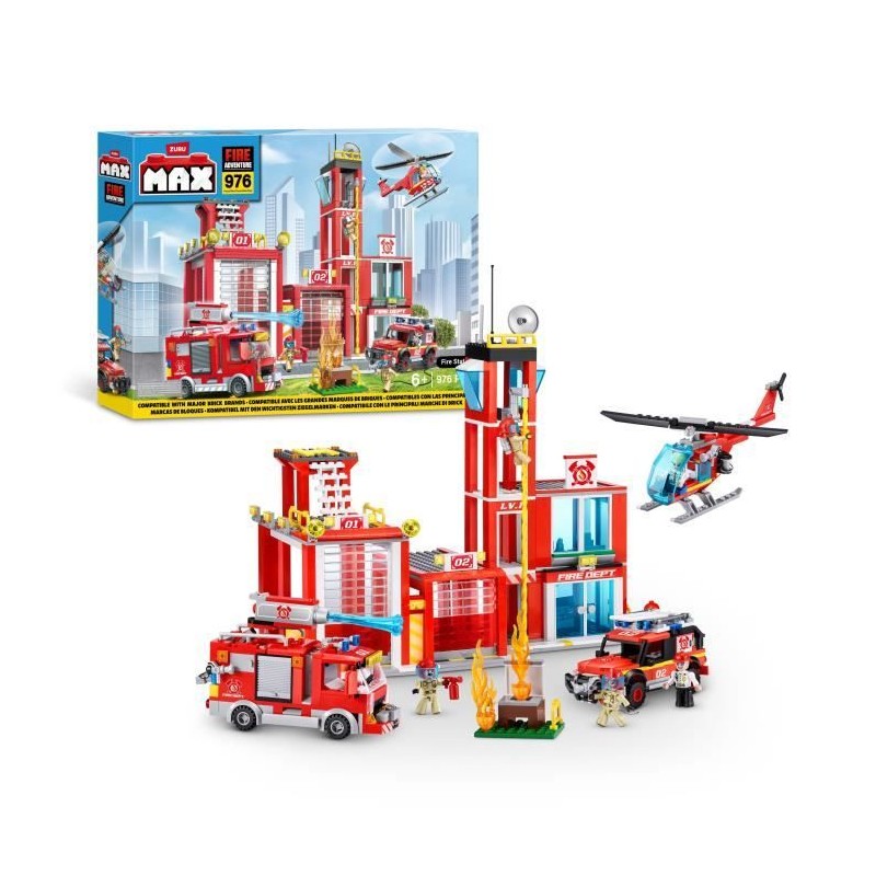 Set de Construction - ZURU - Fire Station Large (976 pieces) - Crée u Set de Construction - ZURU - Fire Station Large (976 pieces) - Crée u