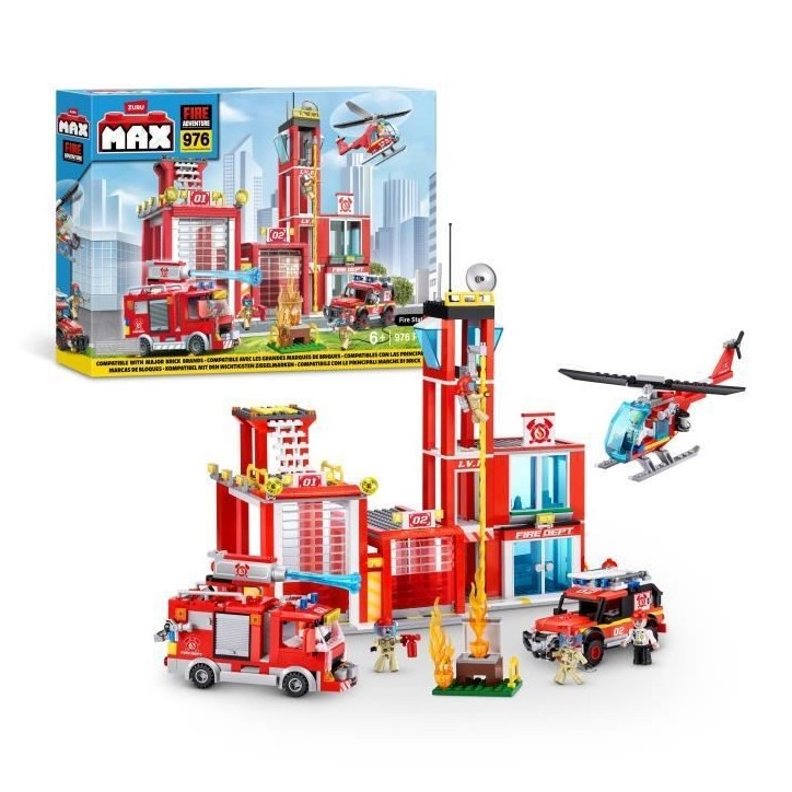Set de Construction - ZURU - Fire Station Large (976 pieces) - Crée une caserne de pompiers avec véhicules et accessoires Set de Construction - ZURU - Fire Station Large (976 pieces) - Crée une caserne de pompiers avec véhicules et accessoires