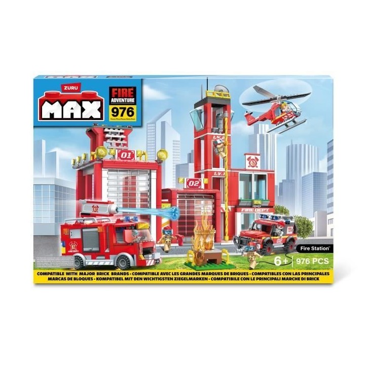 Set de Construction - ZURU - Fire Station Large (976 pieces) - Crée une caserne de pompiers avec véhicules et accessoires Set de Construction - ZURU - Fire Station Large (976 pieces) - Crée une caserne de pompiers avec véhicules et accessoires