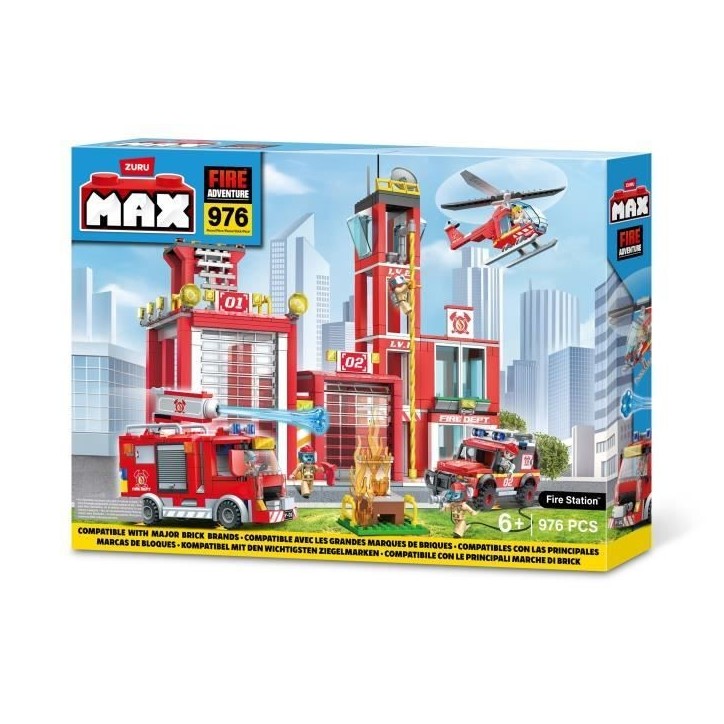 Set de Construction - ZURU - Fire Station Large (976 pieces) - Crée une caserne de pompiers avec véhicules et accessoires Set de Construction - ZURU - Fire Station Large (976 pieces) - Crée une caserne de pompiers avec véhicules et accessoires