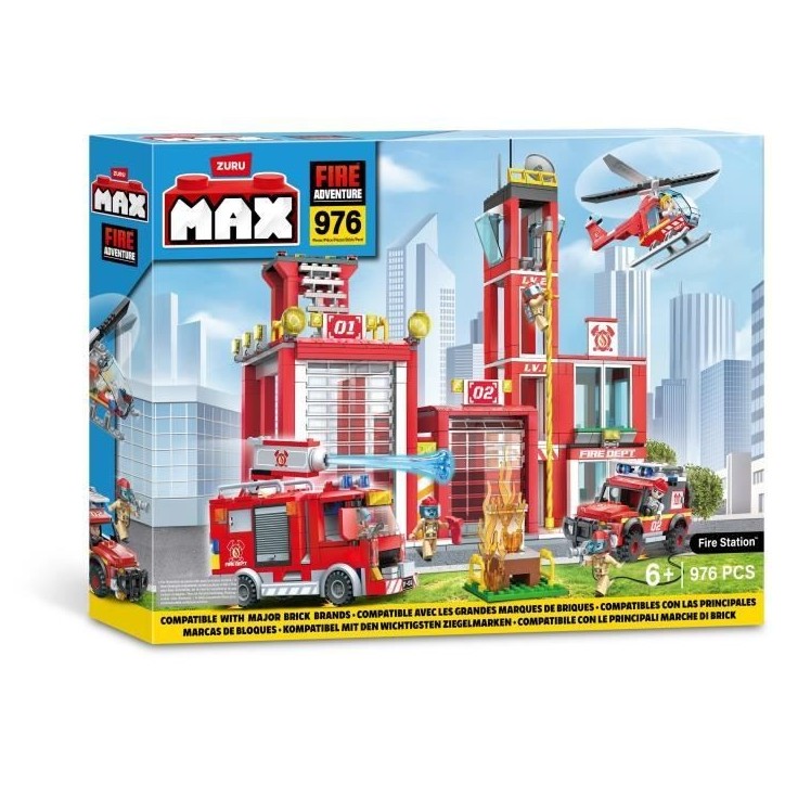 Set de Construction - ZURU - Fire Station Large (976 pieces) - Crée une caserne de pompiers avec véhicules et accessoires Set de Construction - ZURU - Fire Station Large (976 pieces) - Crée une caserne de pompiers avec véhicules et accessoires