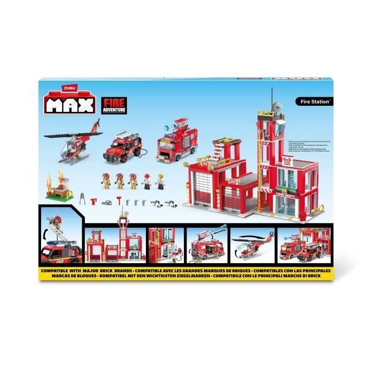 Set de Construction - ZURU - Fire Station Large (976 pieces) - Crée une caserne de pompiers avec véhicules et accessoires Set de Construction - ZURU - Fire Station Large (976 pieces) - Crée une caserne de pompiers avec véhicules et accessoires
