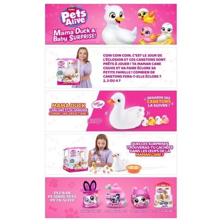 Jouet Interactif - ZURU - Mama Duck - Canetons interactifs suivant leur maman avec surprises a découvrir