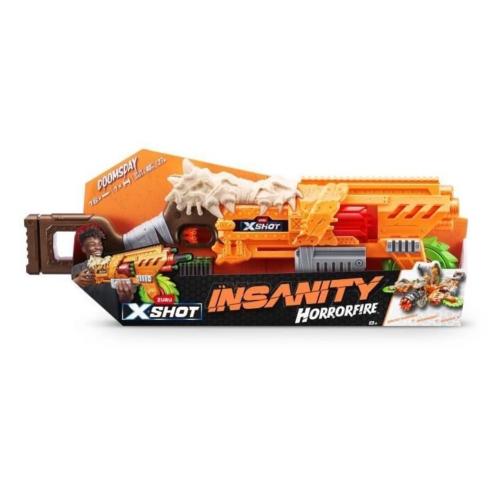 Lanceur de fléchettes - ZURU - X-SHOT Horrorfire Doomsday - Lame tournante en mousse - Portée 27 m - 16 fléchettes incluses Lanceur de fléchettes - ZURU - X-SHOT Horrorfire Doomsday - Lame tournante en mousse - Portée 27 m - 16 fléchettes incluses