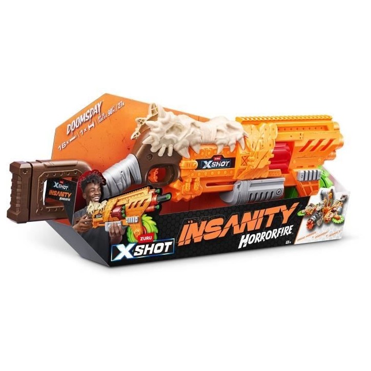 Lanceur de fléchettes - ZURU - X-SHOT Horrorfire Doomsday - Lame tournante en mousse - Portée 27 m - 16 fléchettes incluses Lanceur de fléchettes - ZURU - X-SHOT Horrorfire Doomsday - Lame tournante en mousse - Portée 27 m - 16 fléchettes incluses