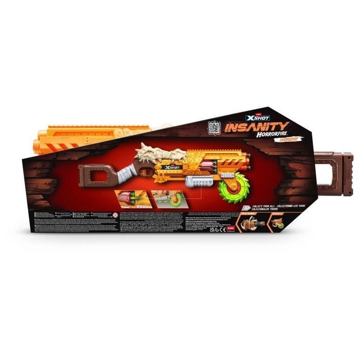Lanceur de fléchettes - ZURU - X-SHOT Horrorfire Doomsday - Lame tournante en mousse - Portée 27 m - 16 fléchettes incluses Lanceur de fléchettes - ZURU - X-SHOT Horrorfire Doomsday - Lame tournante en mousse - Portée 27 m - 16 fléchettes incluses
