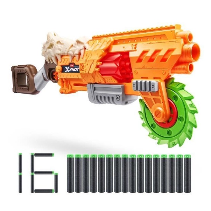 Lanceur de fléchettes - ZURU - X-SHOT Horrorfire Doomsday - Lame tournante en mousse - Portée 27 m - 16 fléchettes incluses Lanceur de fléchettes - ZURU - X-SHOT Horrorfire Doomsday - Lame tournante en mousse - Portée 27 m - 16 fléchettes incluses