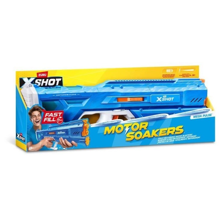 Pistolet a eau motorisé - ZURU - X-SHOT Mega Pulse - Remplissage rapide - Batterie rechargeable - Portée 9 m - Réservoir 1,1 Pistolet a eau motorisé - ZURU - X-SHOT Mega Pulse - Remplissage rapide - Batterie rechargeable - Portée 9 m - Réservoir 1,1
