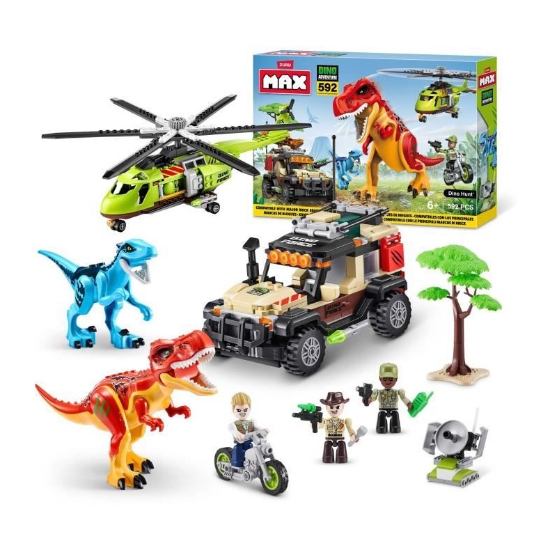 Set de Construction - ZURU - Dino Adventure Dino Hunt (592 pieces) - A Set de Construction - ZURU - Dino Adventure Dino Hunt (592 pieces) - A