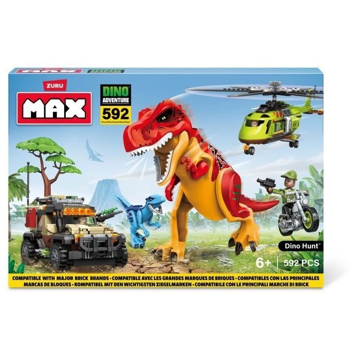 Set de Construction - ZURU - Dino Adventure Dino Hunt (592 pieces) - Aventure préhistorique avec dinosaures et véhicules Set de Construction - ZURU - Dino Adventure Dino Hunt (592 pieces) - Aventure préhistorique avec dinosaures et véhicules