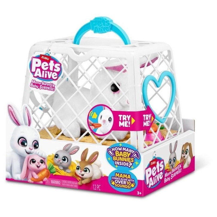 Jeu interactif - ZURU - PETS ALIVE Mama Bunny & Baby - Lapin sonore - 10 sons - Bébés surprises
