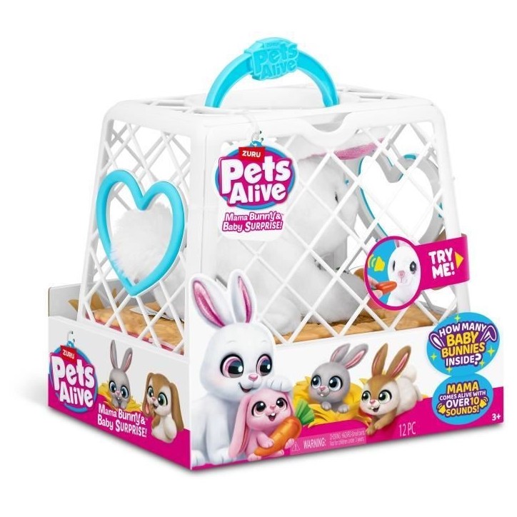 Jeu interactif - ZURU - PETS ALIVE Mama Bunny & Baby - Lapin sonore - 10 sons - Bébés surprises
