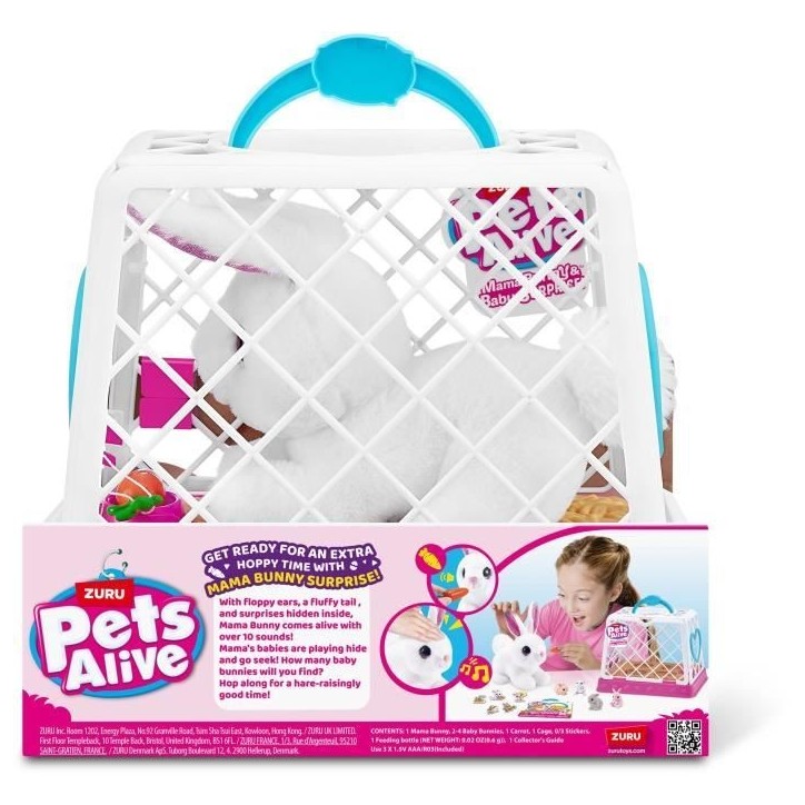 Jeu interactif - ZURU - PETS ALIVE Mama Bunny & Baby - Lapin sonore - 10 sons - Bébés surprises