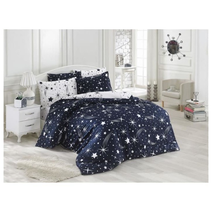 Parure de lit - 1 housse de couette 220 x 240 cm + 2 taies d'oreiller 60 x 60 cm - 65% coton, 35% polyester - Blanc Parure de lit - 1 housse de couette 220 x 240 cm + 2 taies d'oreiller 60 x 60 cm - 65% coton, 35% polyester - Blanc