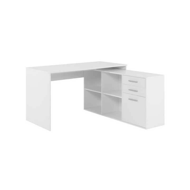 Bureau d'angle LONDON - Panneaux de particules - Décor blanc - 136 x