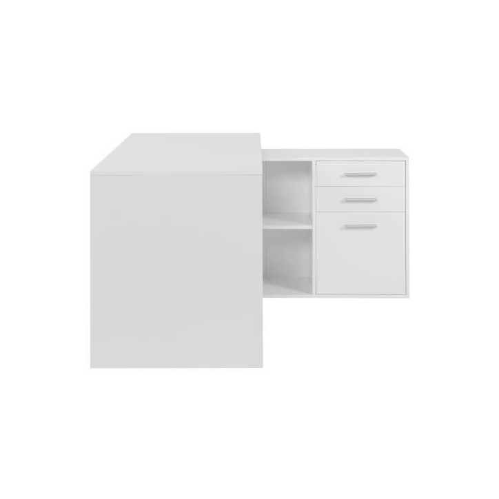 Bureau d'angle LONDON - Panneaux de particules - Décor blanc - 136 x 75 x 139 cm