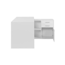 Bureau d'angle LONDON - Panneaux de particules - Décor blanc - 136 x