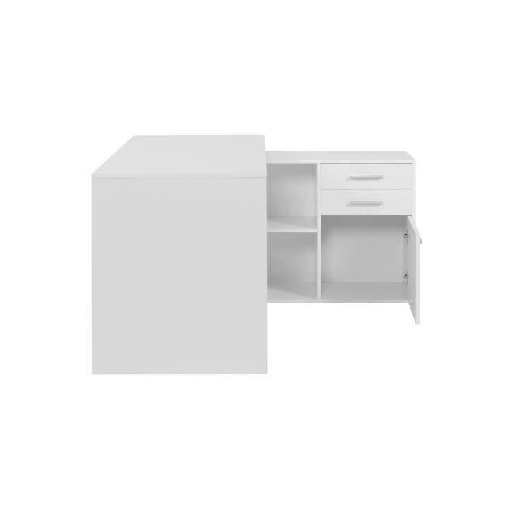 Bureau d'angle LONDON - Panneaux de particules - Décor blanc - 136 x 75 x 139 cm
