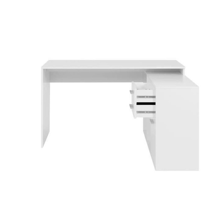 Bureau d'angle LONDON - Panneaux de particules - Décor blanc - 136 x 75 x 139 cm