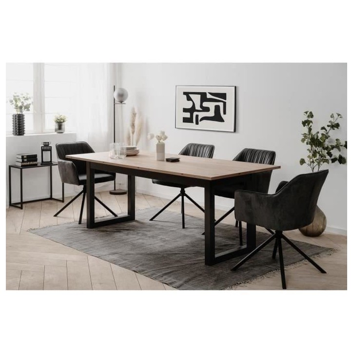 Table extensible Denver 80C - 200-240 x 75 x 90 cm - Chene artisan / anthracite - 1 exension de 40 cm inclue - 12 personnes Table extensible Denver 80C - 200-240 x 75 x 90 cm - Chene artisan / anthracite - 1 exension de 40 cm inclue - 12 personnes