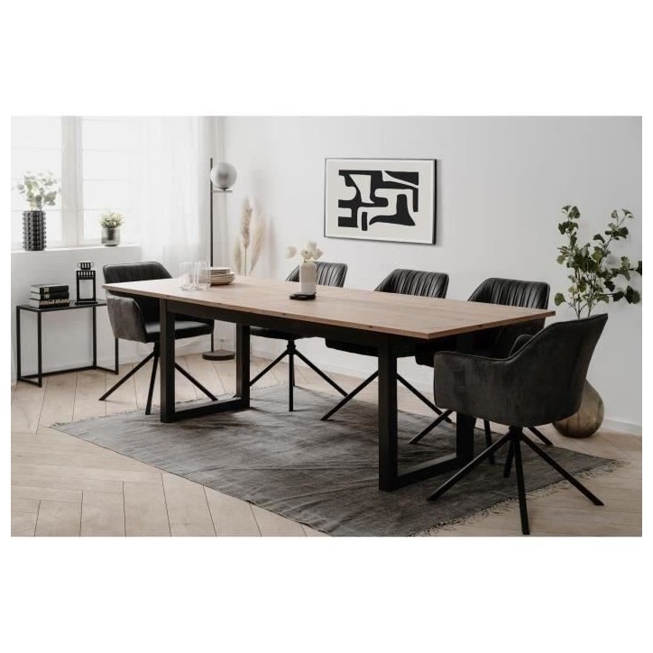 Table extensible Denver 80C - 200-240 x 75 x 90 cm - Chene artisan / anthracite - 1 exension de 40 cm inclue - 12 personnes Table extensible Denver 80C - 200-240 x 75 x 90 cm - Chene artisan / anthracite - 1 exension de 40 cm inclue - 12 personnes