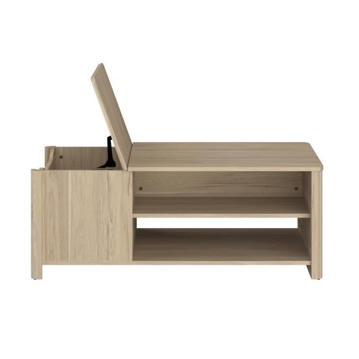 Table basse BETTY rectangulaire - En panneau de particules revetu papier - Décor chene - Classique - L110 x H42 x P60 cm