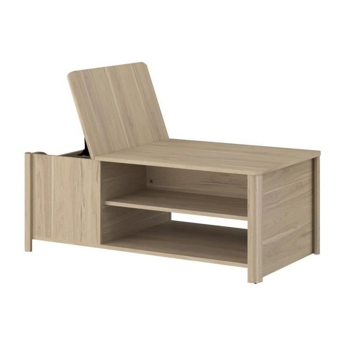 Table basse BETTY rectangulaire - En panneau de particules revetu papier - Décor chene - Classique - L110 x H42 x P60 cm