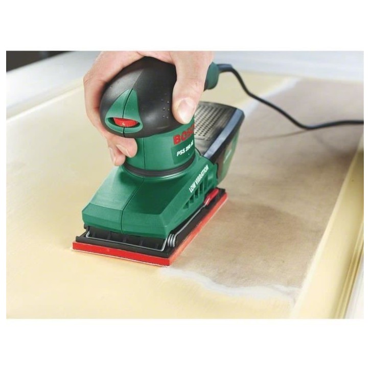 Ponceuse vibrante filaire Bosch - PSS 250 AE (250W, coffret de rangement, disques abrasifs P80, P120, P180)